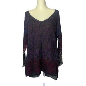 Free People Tough Love Ombre Sweater Tunic Linen/Wool Blend Women's Size XS